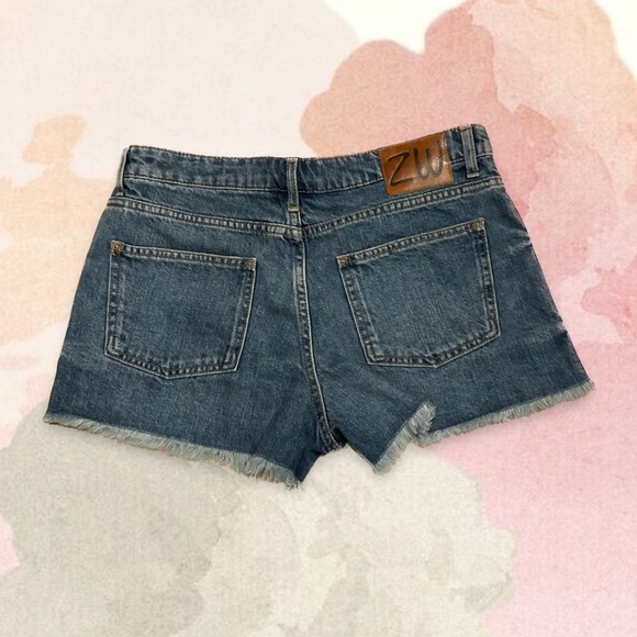 Zara Denim Skort Rhinestone Trim 4 - Picture 2 of 3